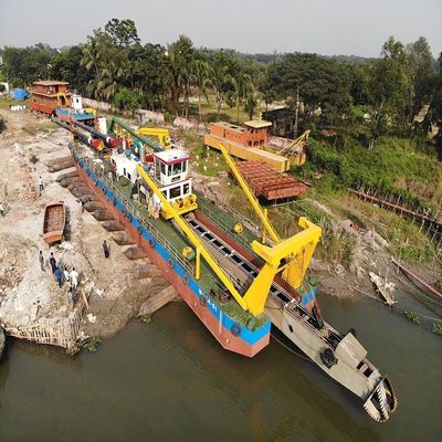 Cortador de arena con motor diésel Excavadora de succión para el dragado de barro de río Profundidad 0,5 metros -30 metros