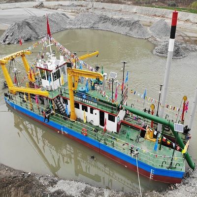 Cortador de arena con motor diésel Excavadora de succión para el dragado de barro de río Profundidad 0,5 metros -30 metros