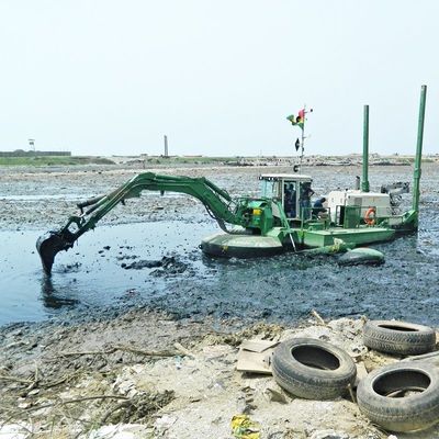 Dredger anfibio equipado con PLC de Siemens y cabeza de cortador hidráulico