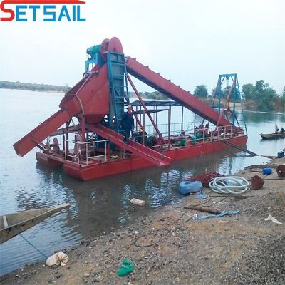 5.5kw-50kw Drum Screen Motor Chain Bucket River Mining Gold Dredger para su beneficio