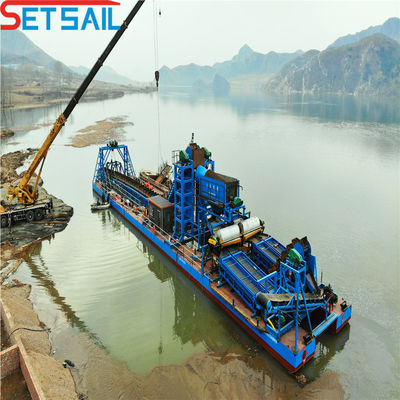 5.5kw-50kw Drum Screen Motor Chain Bucket River Mining Gold Dredger para su beneficio