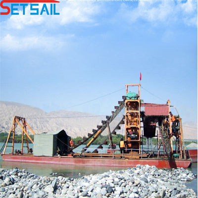 5.5kw-50kw Drum Screen Motor Chain Bucket River Mining Gold Dredger para su beneficio
