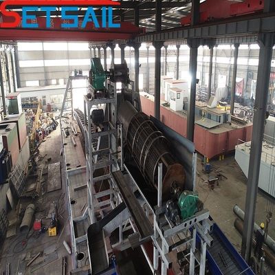 Hull Length 24-50 Meter Bucket Chain River Diamond Dredger con Agitación Gold Chute