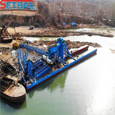 Barco de extracción de oro para el río Servicio posventa de toda la vida Profundidad de dragado 7m-20m
