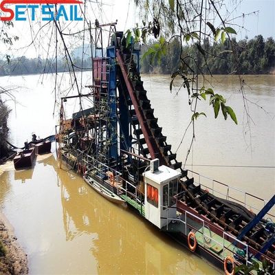 Barco de extracción de oro para el río Servicio posventa de toda la vida Profundidad de dragado 7m-20m