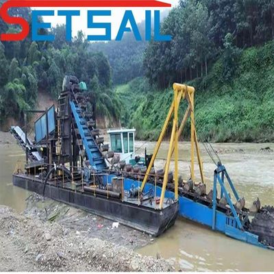 Dredger de caudal de 0,6 m-1,2 m tipo de cadena de cubo de oro y diamante para río QHCBD-32