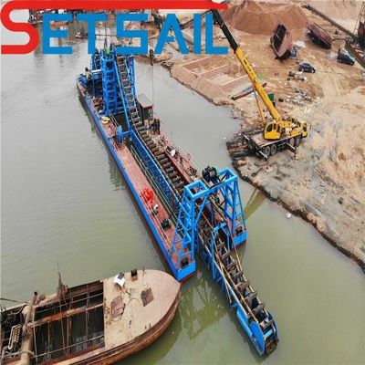 Capacidad de 60-500 metros cúbicos Río Minería de oro Equipo de dragado con cadena de cubos