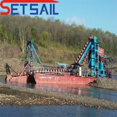 Maquinaria de extracción de oro en el río con una longitud total de 24 m-38 m y una capacidad de 0.035-0.08 m3