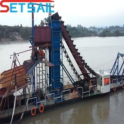 75kw-500kw Cumins de alta capacidad River Bucket Chain Dredger para la minería de oro y diamantes
