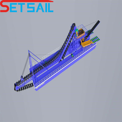 75kw-500kw Cumins de alta capacidad River Bucket Chain Dredger para la minería de oro y diamantes