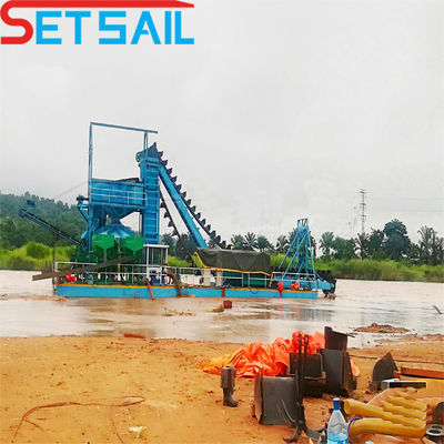 75kw-500kw Cumins de alta capacidad River Bucket Chain Dredger para la minería de oro y diamantes