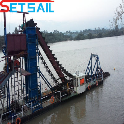75kw-500kw Cumins de alta capacidad River Bucket Chain Dredger para la minería de oro y diamantes