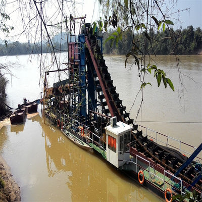 Vibración Chut Chain Bucket River Mining Dredger para extracción de oro Profundidad de dragado 2-30m