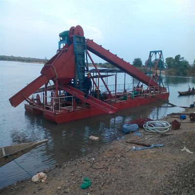 Vibración Chut Chain Bucket River Mining Dredger para extracción de oro Profundidad de dragado 2-30m