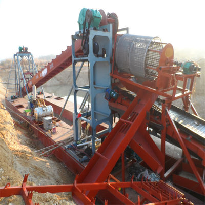 Vibración Chut Chain Bucket River Mining Dredger para extracción de oro Profundidad de dragado 2-30m