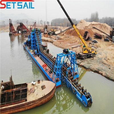 50-300m3 Durable Hull Chain Bucket River Mining Dredger para el lago Gold en múltiples colores