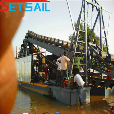 Excavadora de arena de cubo de cadena utilizada en el río con consumo total de combustible 14L-39L y competitiva