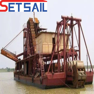 Barco de minería de oro y diamantes con ancla Largo total 38 metros Depósito