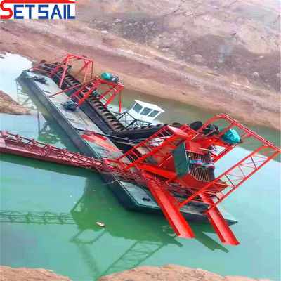 Barco de minería de oro y diamantes con ancla Largo total 38 metros Depósito