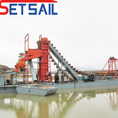Barco de minería de oro y diamantes con ancla Largo total 38 metros Depósito
