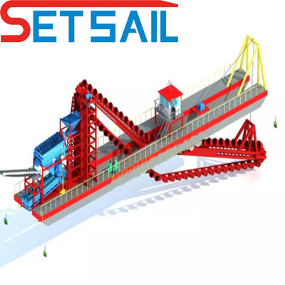 Dredger de arena de oro de río de Chain Bucket para el diamante por consumo total de combustible 14L-39L