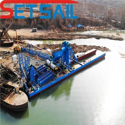 Potencia de dragado 37kw-150kw Bucket River Diamond y Gold Dredger con equipo de jigging