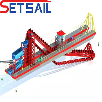 4kw X 3-10kw X3 Dispositivo de migración Cadena Bucket Dredger de oro para maquinaria de minería fluvial
