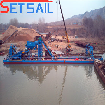 128-176PCS Chian Cadenas de cantidad Balde de arena del río Barco de oro con maquinaria trituradora