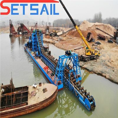 128-176PCS Chian Cadenas de cantidad Balde de arena del río Barco de oro con maquinaria trituradora