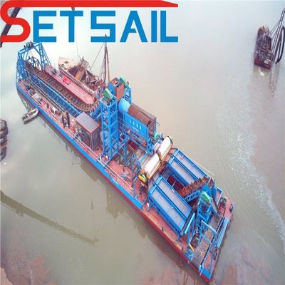 Maquina de oro de arena de río de cubo de cadena con paracaídas de agitación dentro de 23m-49m Dimensión del casco