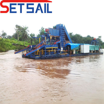 Muestras Río Cadena de cubo Equipo de minería de oro con chuleta de agitación 37kw-150kw de potencia