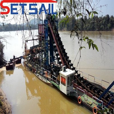 Muestras Río Cadena de cubo Equipo de minería de oro con chuleta de agitación 37kw-150kw de potencia