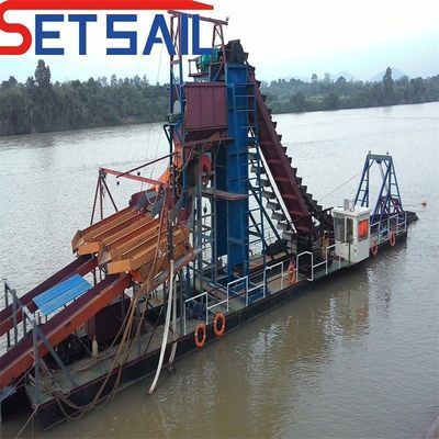 Muestras Río Cadena de cubo Equipo de minería de oro con chuleta de agitación 37kw-150kw de potencia