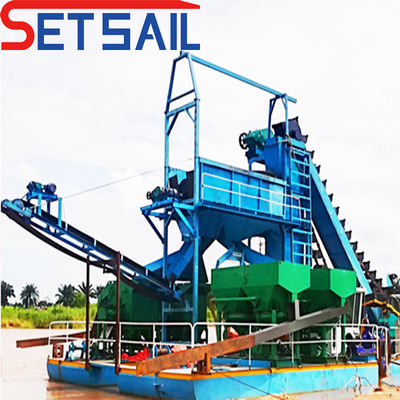 Dredge de minería de oro y diamantes de Chain Bucket River con 5.5kw-20kw de potencia de pantalla Durm
