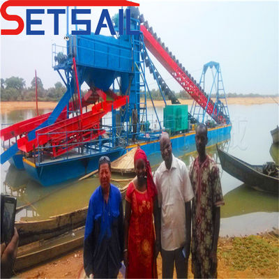 Dredge de minería de oro y diamantes de Chain Bucket River con 5.5kw-20kw de potencia de pantalla Durm
