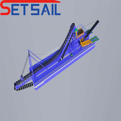 Dredger para la extracción de arena y oro de la cadena Bucket River 7.5kw-100kw potencia del motor de elevación