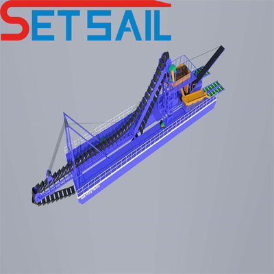 5.5kw-20kw Durm Screen Power Made in Chain Bucket River Mining Dredger para el oro