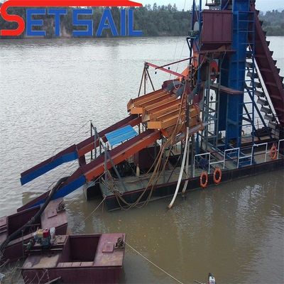 Hydrocyclone Gold Diamond Mining Dredger con 24-38m de longitud total y paracaídas de agitación