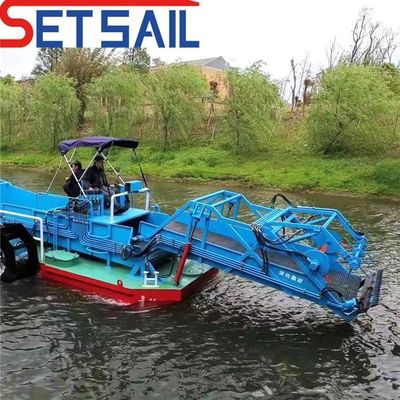 1-2 pasajeros cosechadora de malezas de agua automática completa con motor diésel profundidad de corte 1,2m-2m