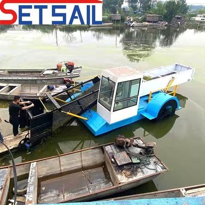 1-2 pasajeros cosechadora de malezas de agua automática completa con motor diésel profundidad de corte 1,2m-2m