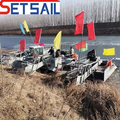 Sistema de operación automático Recogedora flotante de malezas para la limpieza de agua de ancho de casco 3m-7m