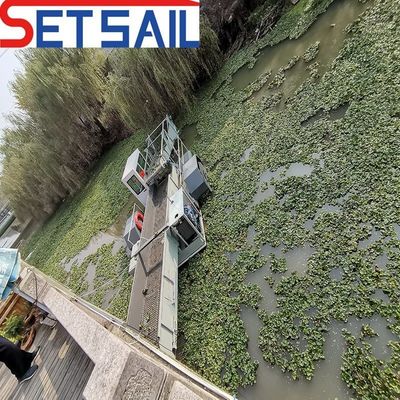 Sistema de operación automático Recogedora flotante de malezas para la limpieza de agua de ancho de casco 3m-7m