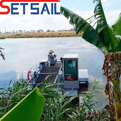 Sistema de operación automático Recogedora flotante de malezas para la limpieza de agua de ancho de casco 3m-7m